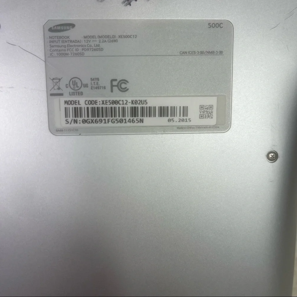 Samsung Chromebook XE500C12 with Charger